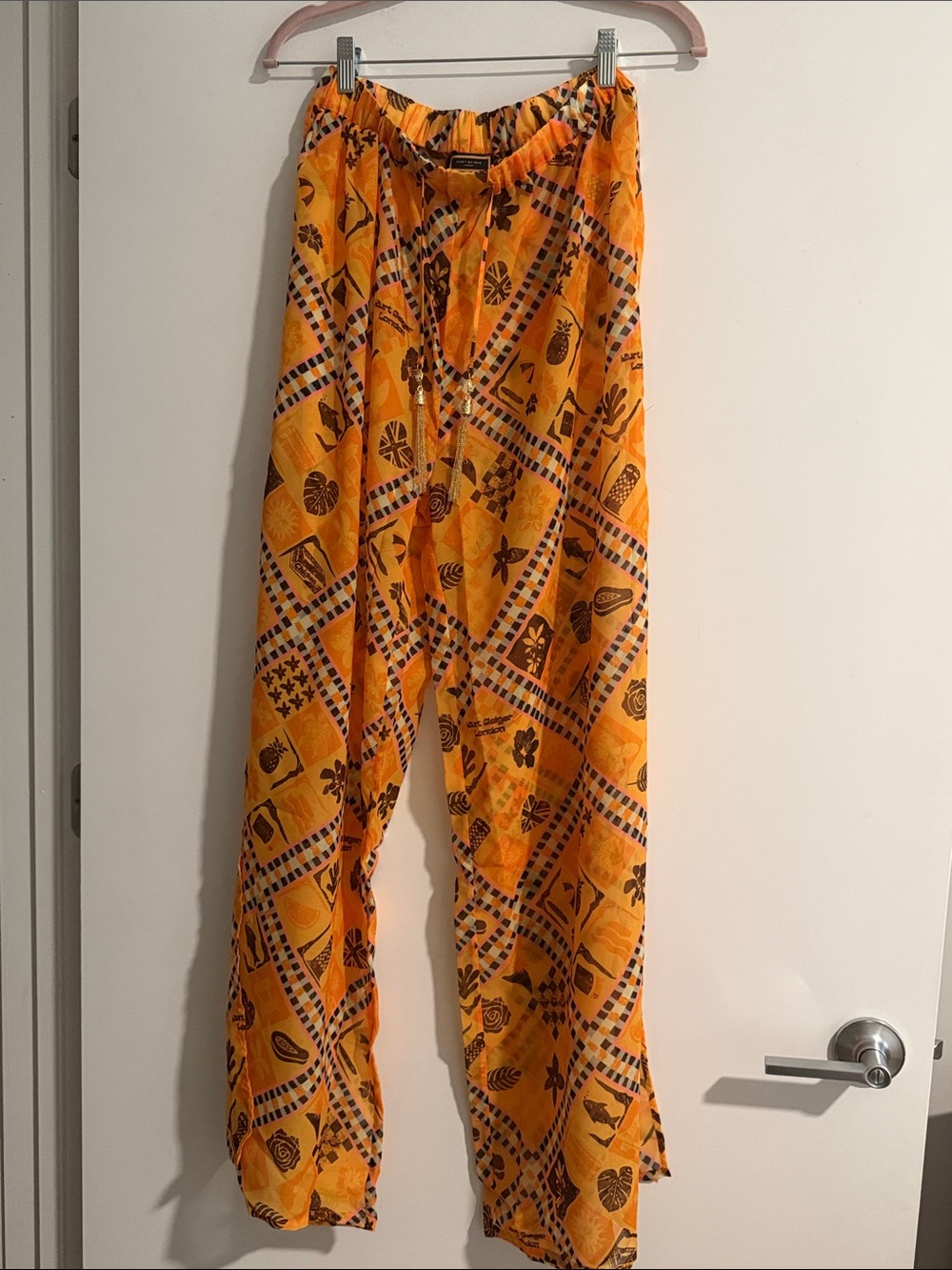 Kurt Geiger Orange and Brown Printed Resort Pants